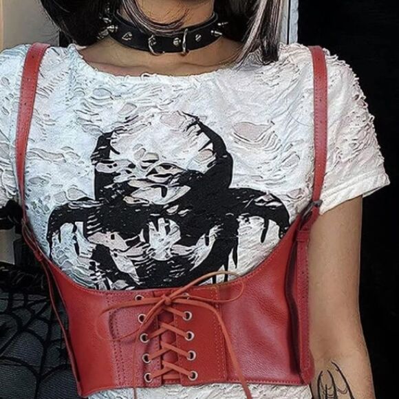 Harness Belt Red Leather - Picture 1 of 5